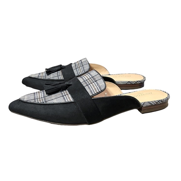 Ann Taylor Slip On Plaid Faux Suede Mules - Picture 2 of 7